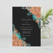 Invitation Copper Teal Floral Whimsy Wedding (Debout devant)