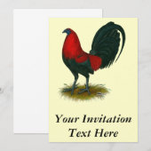 Invitation Coq américain : Brun Rouge (Devant / Derrière)