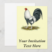 Invitation Coq de combat américain de bleu d'argent de jeu (Devant / Derrière)