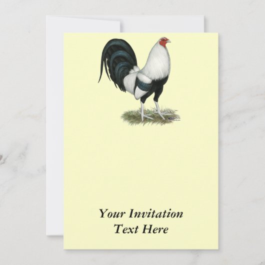 Invitation Coq de combat argenté de Duckwing (Devant)