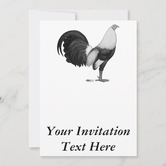 Invitation Coq de combat gris à ailes de canard (Devant)