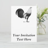Invitation Coq de combat gris à ailes de canard (Debout devant)