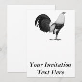 Invitation Coq de combat gris à ailes de canard (Devant / Derrière)