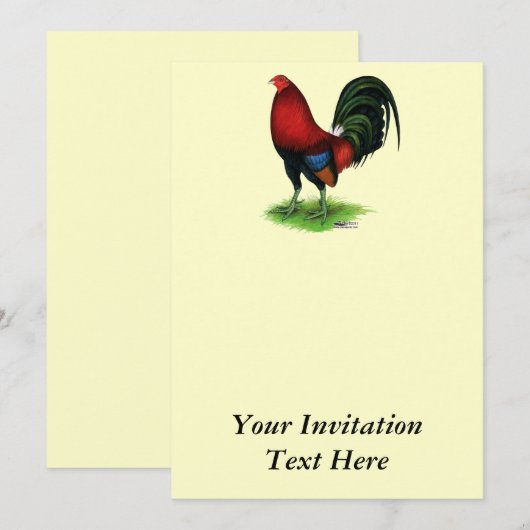 Invitation Coq de combat :  Rouge foncé (Devant / Derrière)