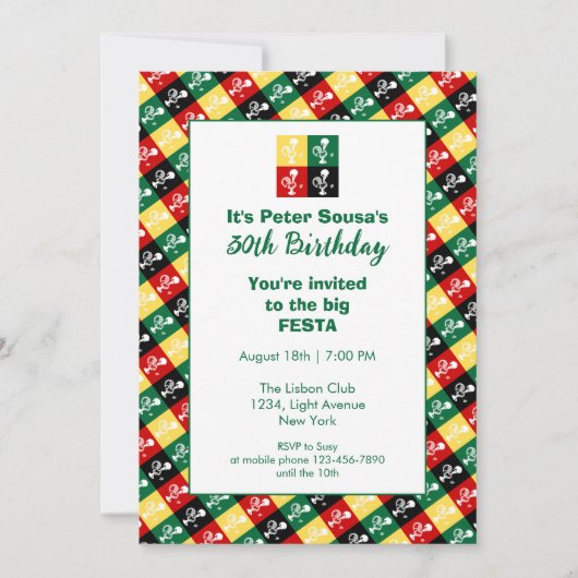 Invitation Coq portugais de Barcelone fête d'anniversaire (Devant)