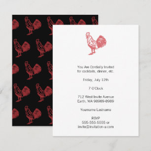 Invitation Coq Rouge de style typographie