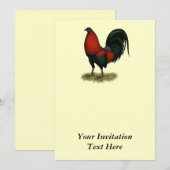 Invitation Coq Rouge Noir de Combat Américain (Devant / Derrière)
