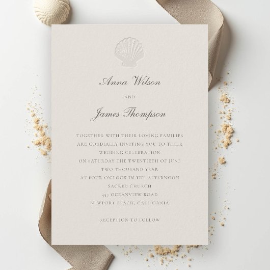 Invitation Coque marine Formal Classic Ecru Mariage