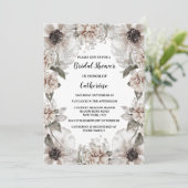 Invitation Coquelicot blanc ivoire fleur rose élégant cadre f (Debout devant)