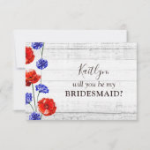 Invitation Coquelicot Bleuet Rustique Proposition de Mariage  (Devant)