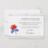 Invitation Coquelicot Bleuet Rustique Proposition de Mariage  (Dos)