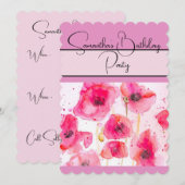 Invitation Coquelicot Rouge aquarelle florale Fleurs Poppies (Devant / Derrière)