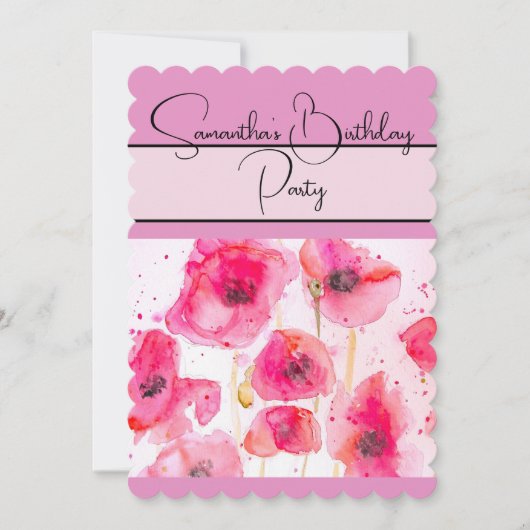 Invitation Coquelicot Rouge aquarelle florale Fleurs Poppies (Devant)