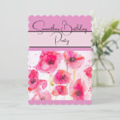 Invitation Coquelicot Rouge aquarelle florale Fleurs Poppies (Debout devant)