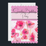 Invitation Coquelicot Rouge aquarelle florale Fleurs Poppies<br><div class="desc">Rose Shabby Chic conception de nom personnalisable pour femme,  avec un nom entièrement personnalisable. Conçu à partir de ma photo de jardin originale et de mon écriture.</div>