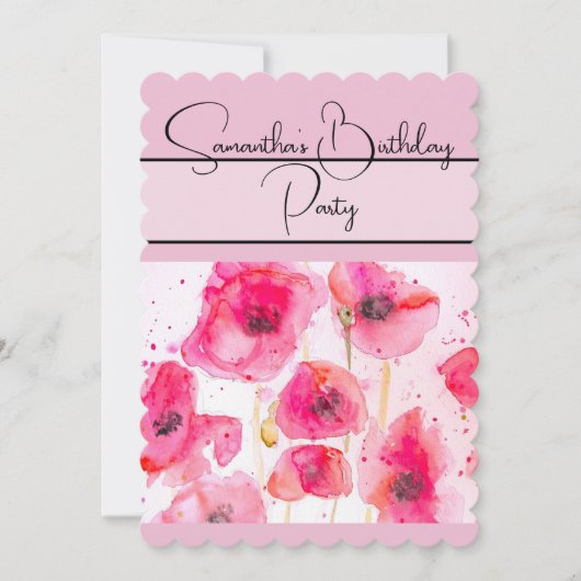 Invitation Coquelicot rouge aquarelle florale Fleurs Poppies (Devant)