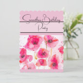 Invitation Coquelicot rouge aquarelle florale Fleurs Poppies (Debout devant)