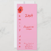 Invitation Coquelicot rouge rose Funky Vertical 21e anniversa (Devant)