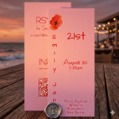 Invitation Coquelicot rouge rose Funky Vertical 21e anniversa