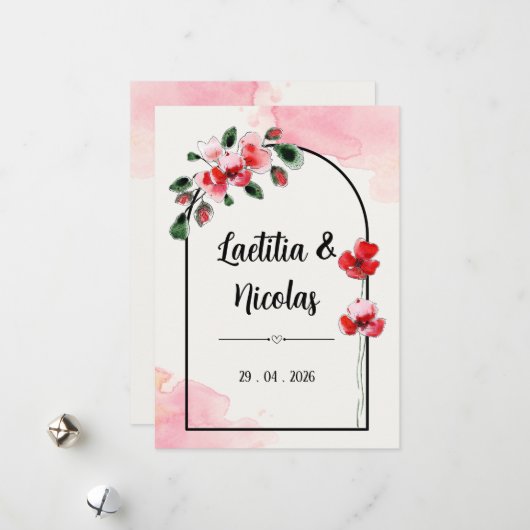 Invitation "Coquelicots" (Devant/Arrière en situation)