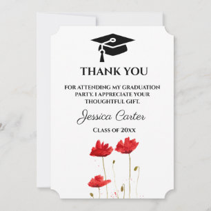 Invitation Coquelicots Fleurs Remerciements de fin d'études