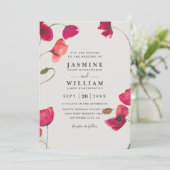 Invitation Coquelicots Floral Romantique Chic Code QR Mariage (Debout devant)