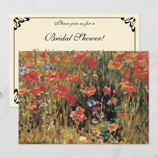 Invitation Coquelicots par Robert Vonnoh, Impressionnisme Vin (Devant / Derrière)