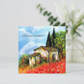 Invitation COQUELICOTS PAYSAGE DE LA TOSCANE Champs de fleurs (Debout devant)
