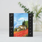 Invitation COQUELICOTS PAYSAGE DE LA TOSCANE Champs de fleurs (Debout devant)