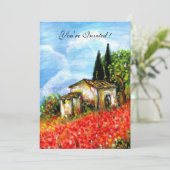 Invitation COQUELICOTS PAYSAGE DE TOUSCANE Champs de fleurs r (Debout devant)