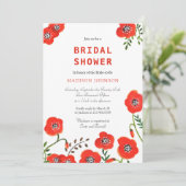 Invitation coquelicots rouges floraux mariage moderne enterre (Debout devant)