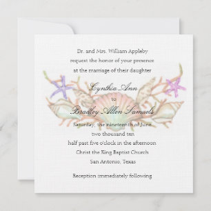 Invitation Coques colorées mariages et corail