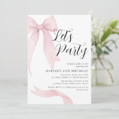 Invitation Coquete pink bow Birthday party (Debout devant)
