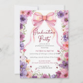 Invitation Coquette à la botte rose florale Fête de graduatio (Devant)