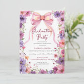 Invitation Coquette à la botte rose florale Fête de graduatio (Debout devant)