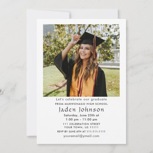 Invitation Coquette à la mode rose Bow 2 PHOTO Graduation Par (Dos)