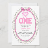 Invitation Coquette à mâchoires roses 1er anniversaire (Devant)