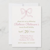 Invitation Coquette Aesthétique Pink Bow Feminine Anniversair (Devant)