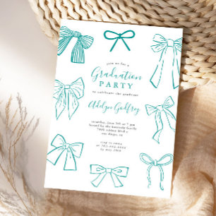 Invitation Coquette annonce Turquoise Graduation Party Invita