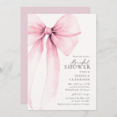 Invitation Coquette Aquarelle Big Rose Bow Fête des mariées (Devant / Derrière)
