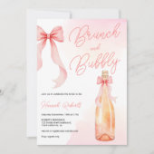 Invitation Coquette Aquarelle Brunch Fête des mariées Bubbly (Devant)