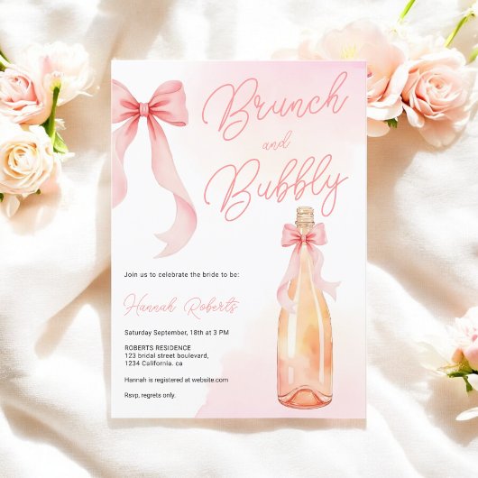 Invitation Coquette Aquarelle Brunch Fête des mariées Bubbly