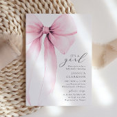 Invitation Coquette Aquarelle Grand Baby shower Bow Rose