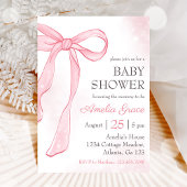 Invitation Coquette Aquarelle rose mignon Baby shower Bow