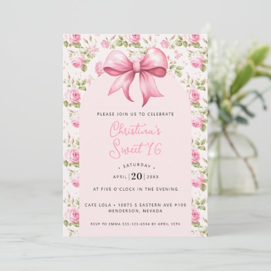 Invitation Coquette Arc-en-ciel Douce 16 (Debout devant)