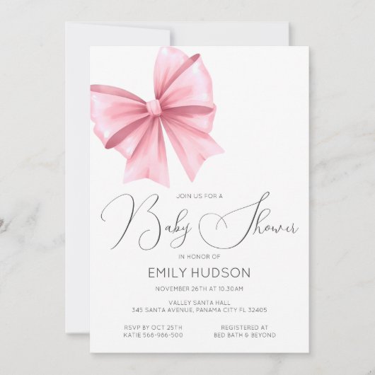 Invitation Coquette Arc Rose Modifiable (Devant)