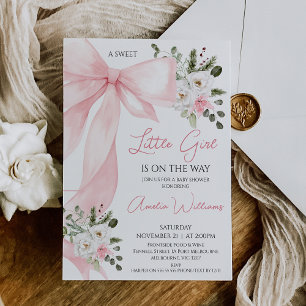 Invitation Coquette Baby shower de boue de fleurs d'hiver ros