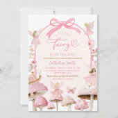 Invitation Coquette Baby shower de champignons poilus blanc e (Devant)