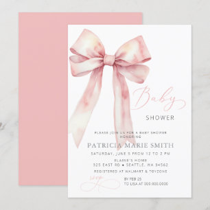 Invitation Coquette Baby shower de fille de la cou rose