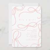 Invitation Coquette Baby shower fille de vaches roses délicat (Devant)